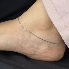 925 Sterling Silver Classic Thin Box Chain Anklet Pair