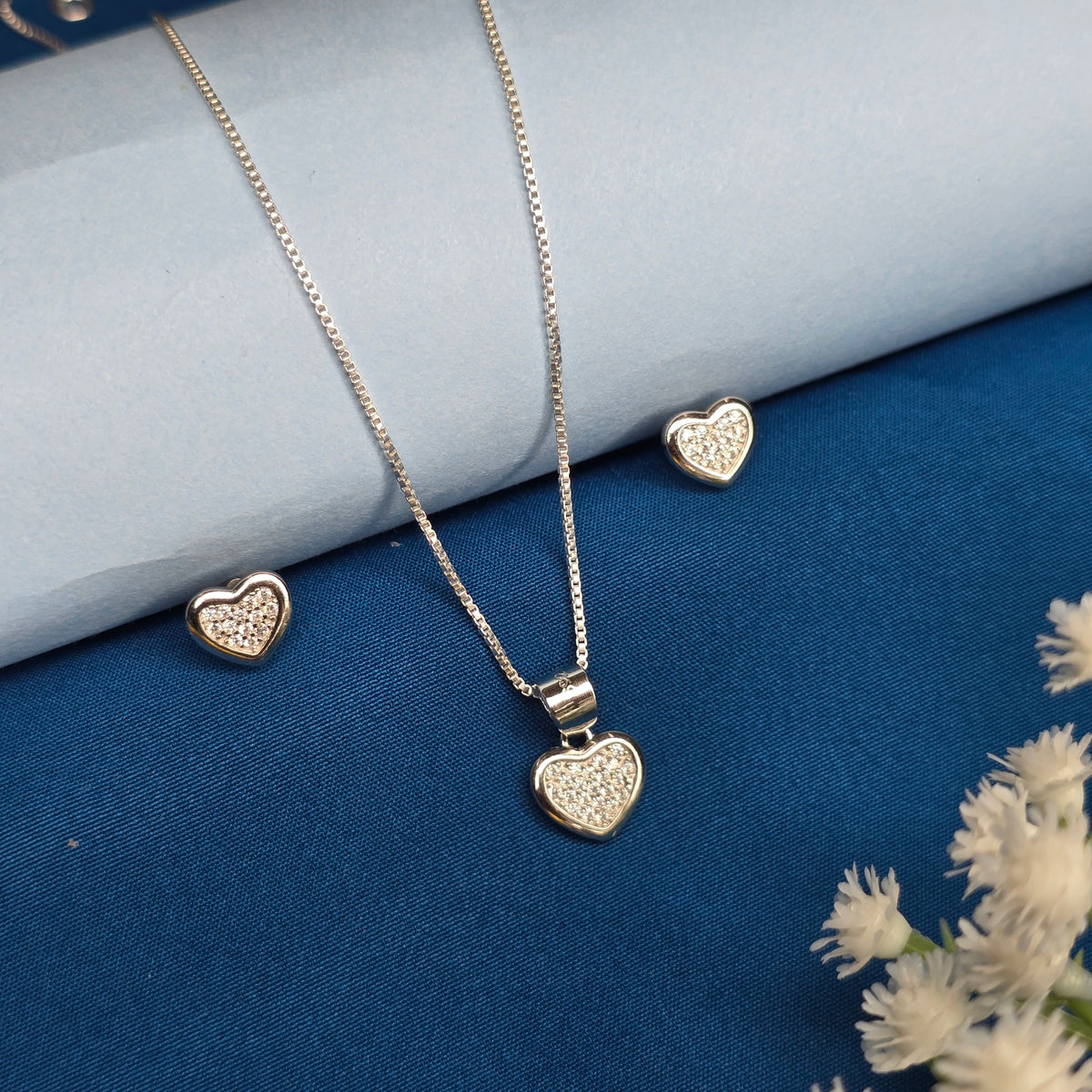 925 Silver Elegant Filled Heart Set