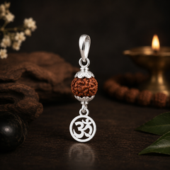 Pure Silver Rudraksha Om Pendant