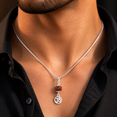 Pure Silver Rudraksha Om Pendant